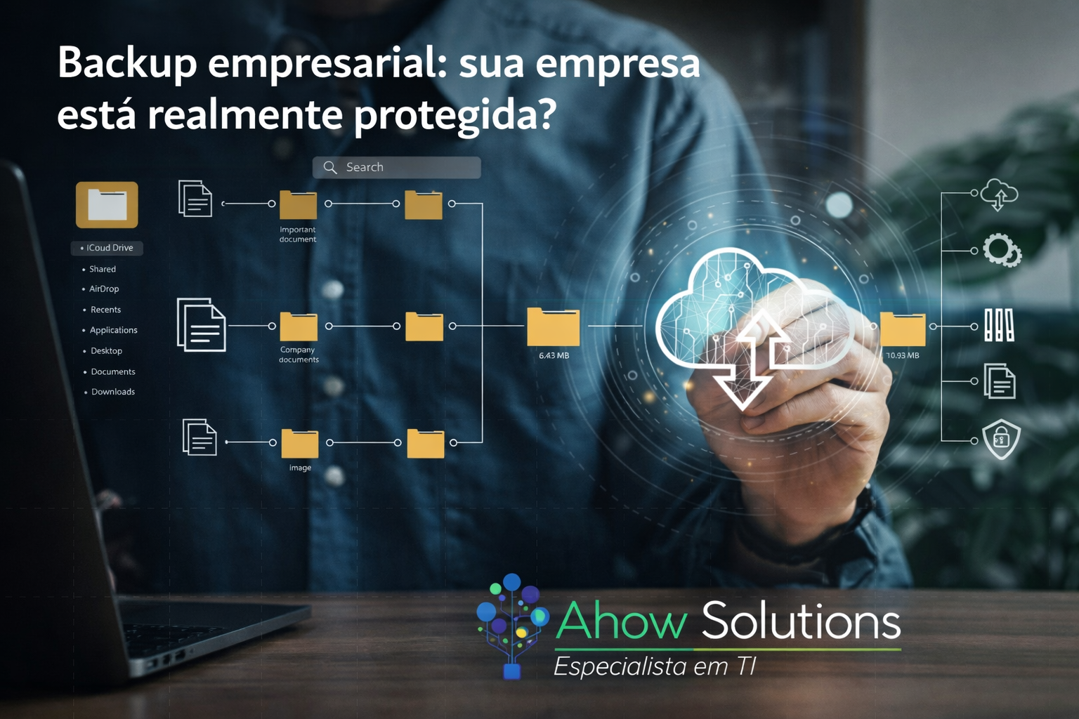 Servidor de alta tecnologia executando sistema de backup empresarial automático para segurança de dados.