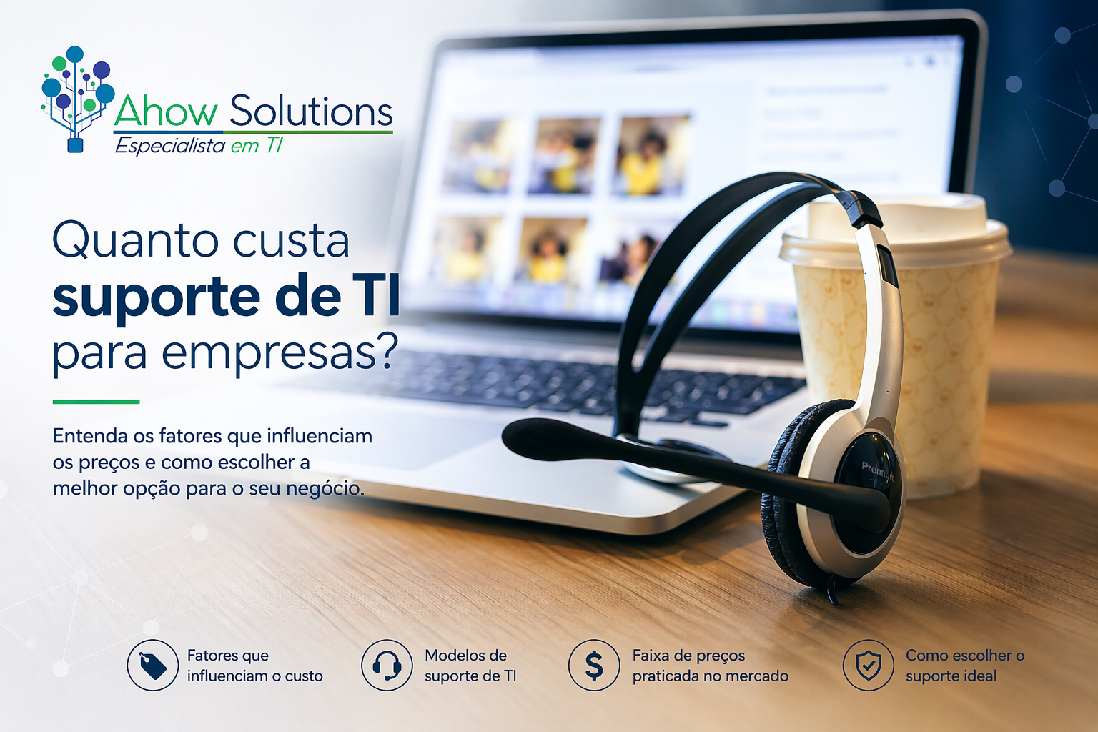 Infográfico comparando o custo mensal de suporte de TI versus o prejuízo de uma empresa parada por falhas técnicas