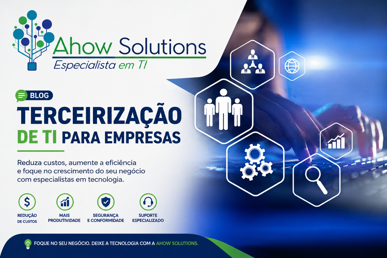 Equipe técnica especializada prestando serviços de terceirização de TI para empresas em um ambiente corporativo moderno.