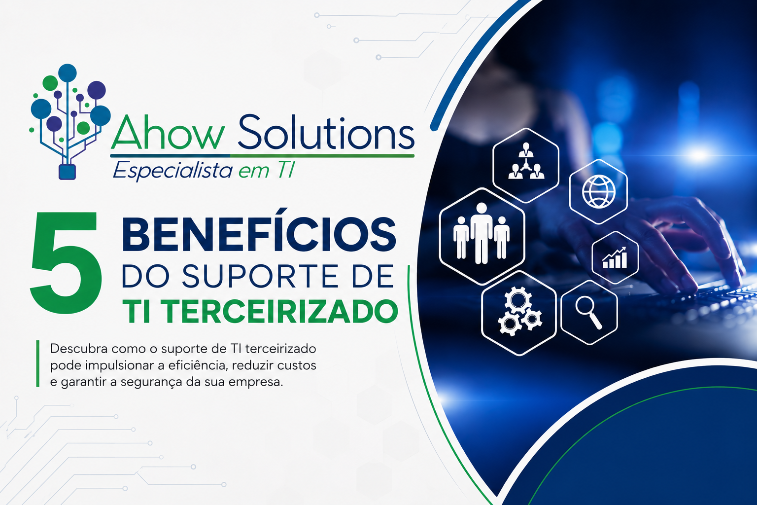 Gestor de uma pequena empresa contando com os benefícios do suporte de TI terceirizado para PMEs e suporte técnico empresarial da Ahow Solutions.