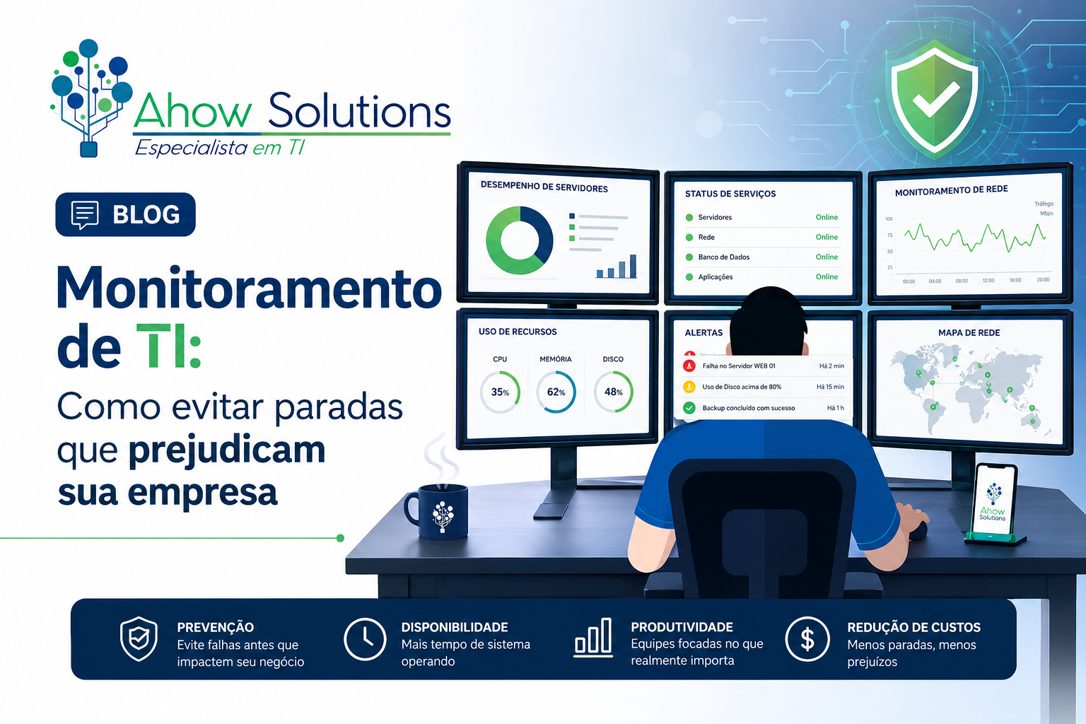 Entenda como o monitoramento de TI ajuda a prevenir falhas, reduzir tempo de inatividade e garantir mais segurança e produtividade para sua empresa.