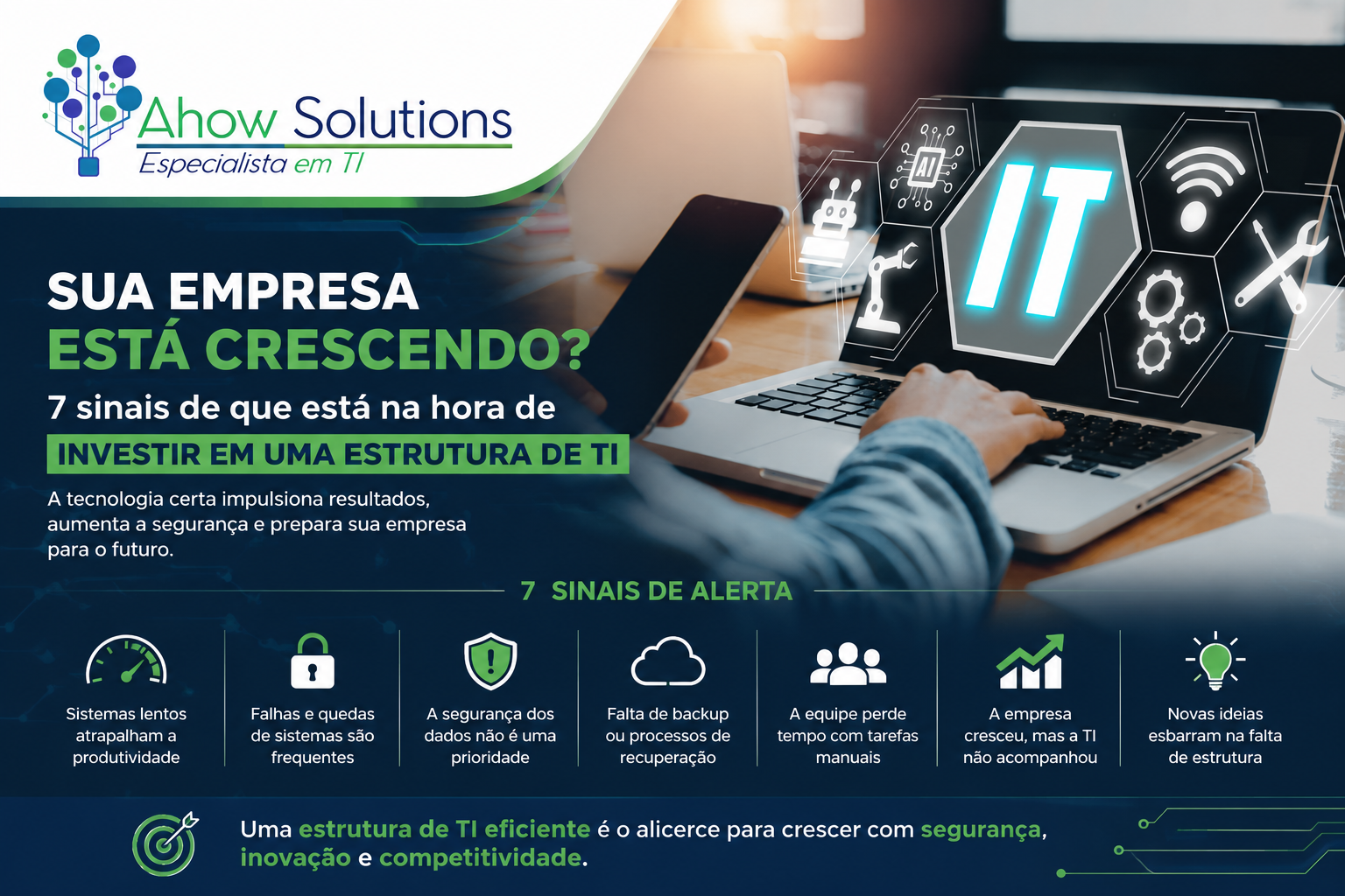 Sua empresa está crescendo? Veja 7 sinais de que está na hora de investir em uma estrutura de TI para empresas mais segura, organizada e preparada para crescer.